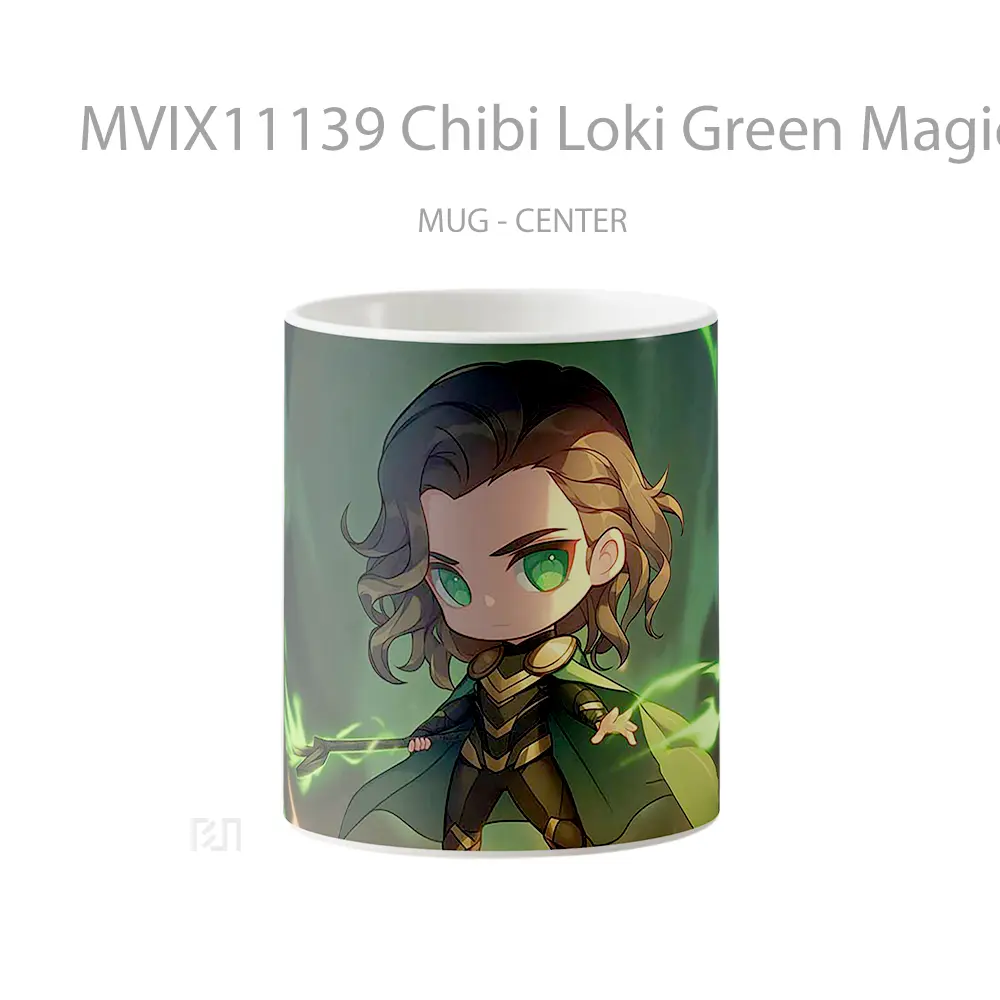 Mug Chibi Loki Green Magic Marvel Gelas Keramik Koleksi Superhero