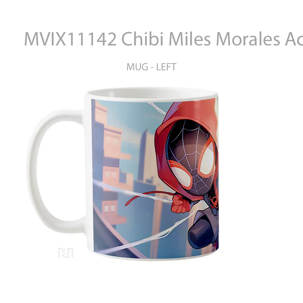 Mug Chibi Miles Morales Action Leap Web Swing Gelas Keramik Desain Unik - All-side / Desain