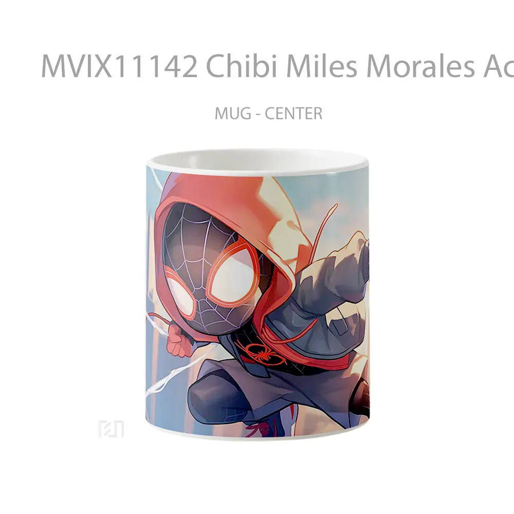 Mug Chibi Miles Morales Action Leap Web Swing Gelas Keramik Desain Unik