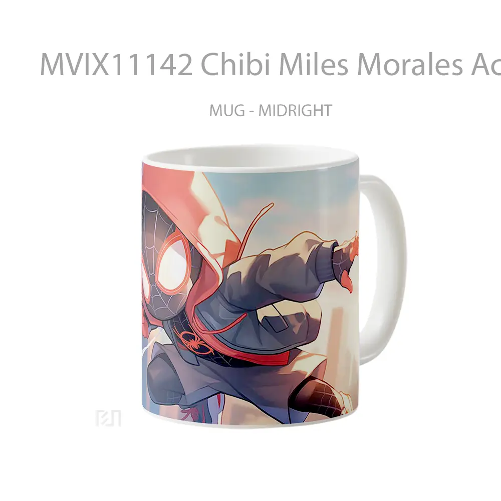 Mug Chibi Miles Morales Action Leap Web Swing Gelas Keramik Desain Unik - All-side / Desain