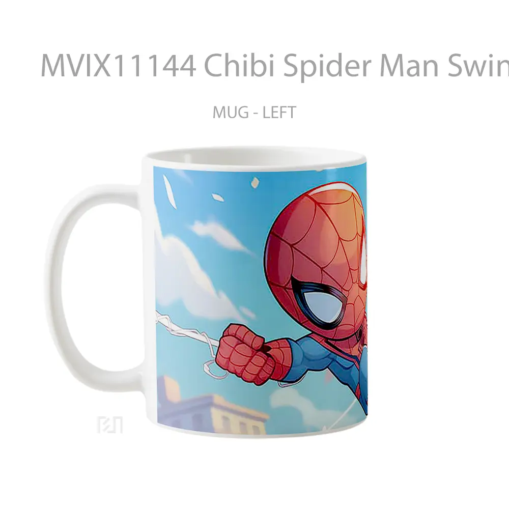 Mug Chibi Spider Man Swinging Mug Aesthetic Koleksi Spesial - All-side / Desain