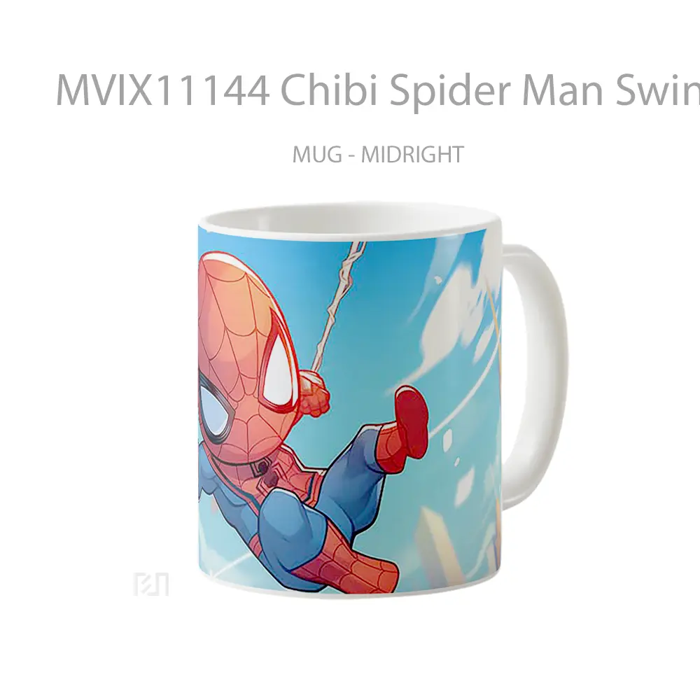Mug Chibi Spider Man Swinging Mug Aesthetic Koleksi Spesial - All-side / Desain