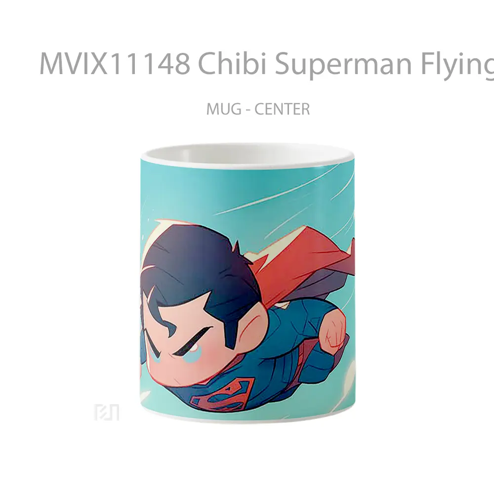 Mug Chibi Superman Flying Gelas Keramik Koleksi Superhero