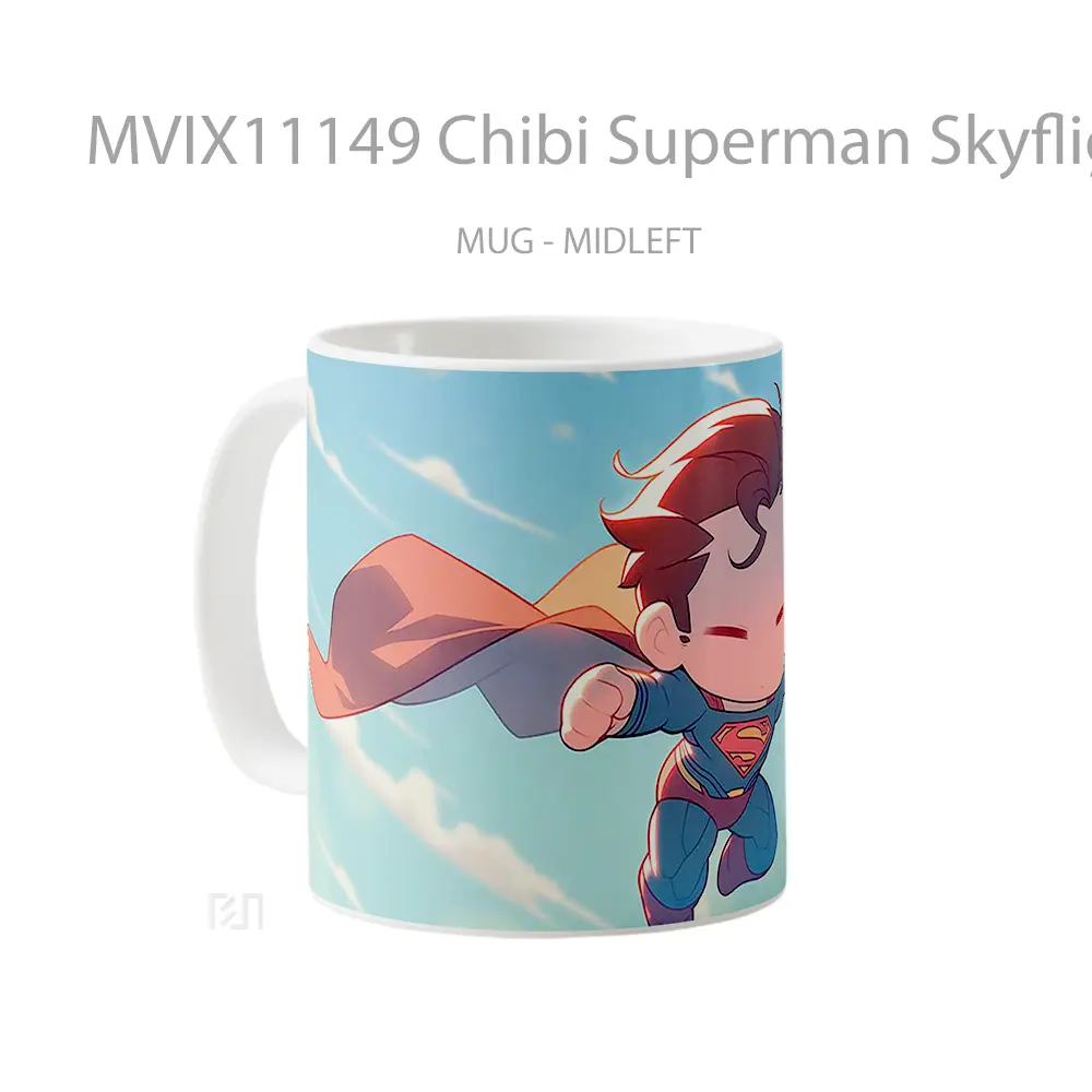 Mug Chibi Superman Skyflight Koleksi Mug Film dan Komik - All-side / Desain