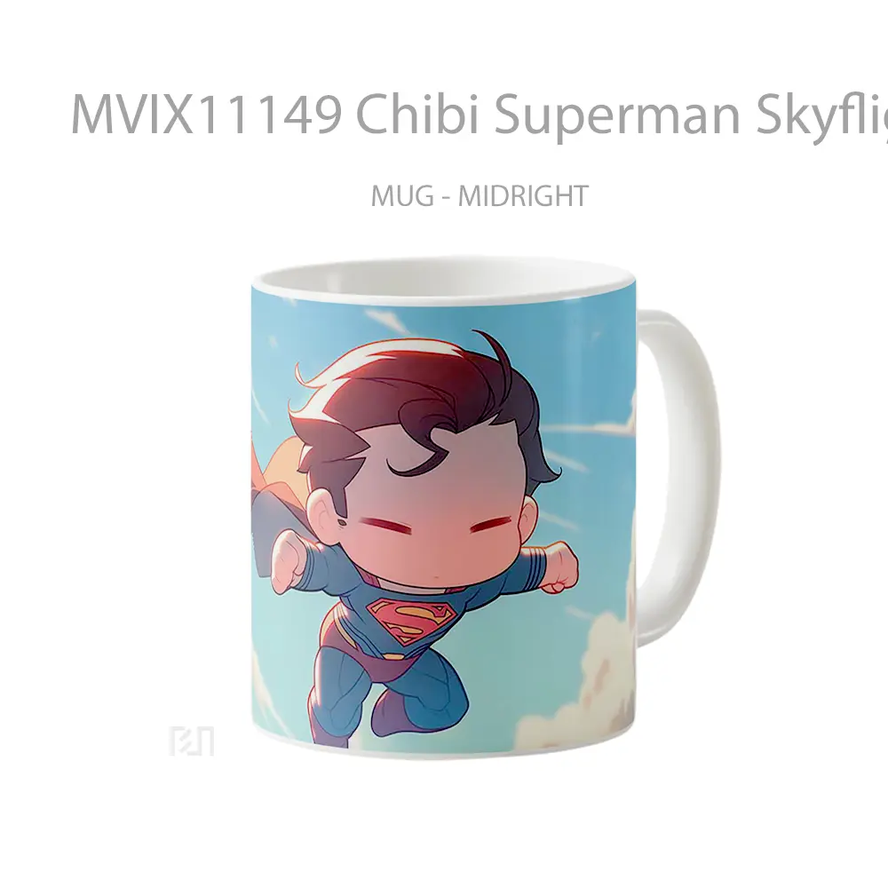 Mug Chibi Superman Skyflight Koleksi Mug Film dan Komik - All-side / Desain