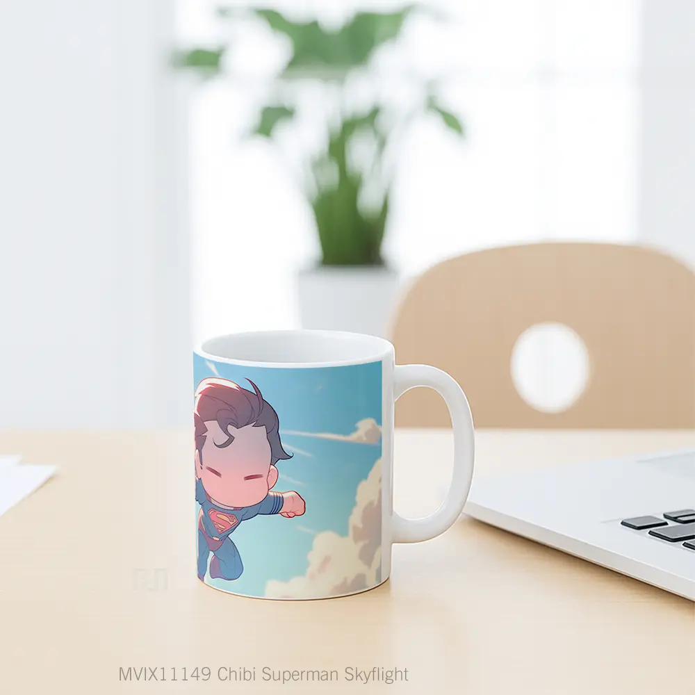 Mug Chibi Superman Skyflight Koleksi Mug Film dan Komik - All-side / Desain
