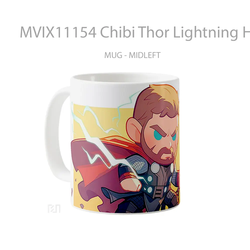 Mug Chibi Thor Lightning Hammer Mug Aesthetic Koleksi Spesial - All-side / Desain