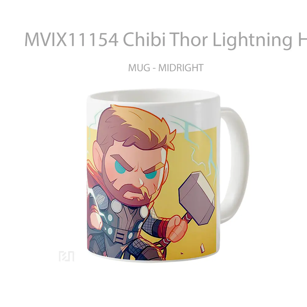 Mug Chibi Thor Lightning Hammer Mug Aesthetic Koleksi Spesial - All-side / Desain