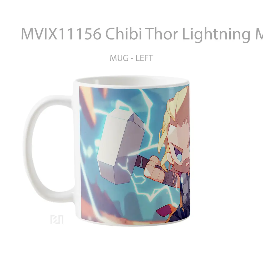 Mug Chibi Thor Lightning Mjolnir Strike Hadiah Lucu dan Menarik - All-side / Desain