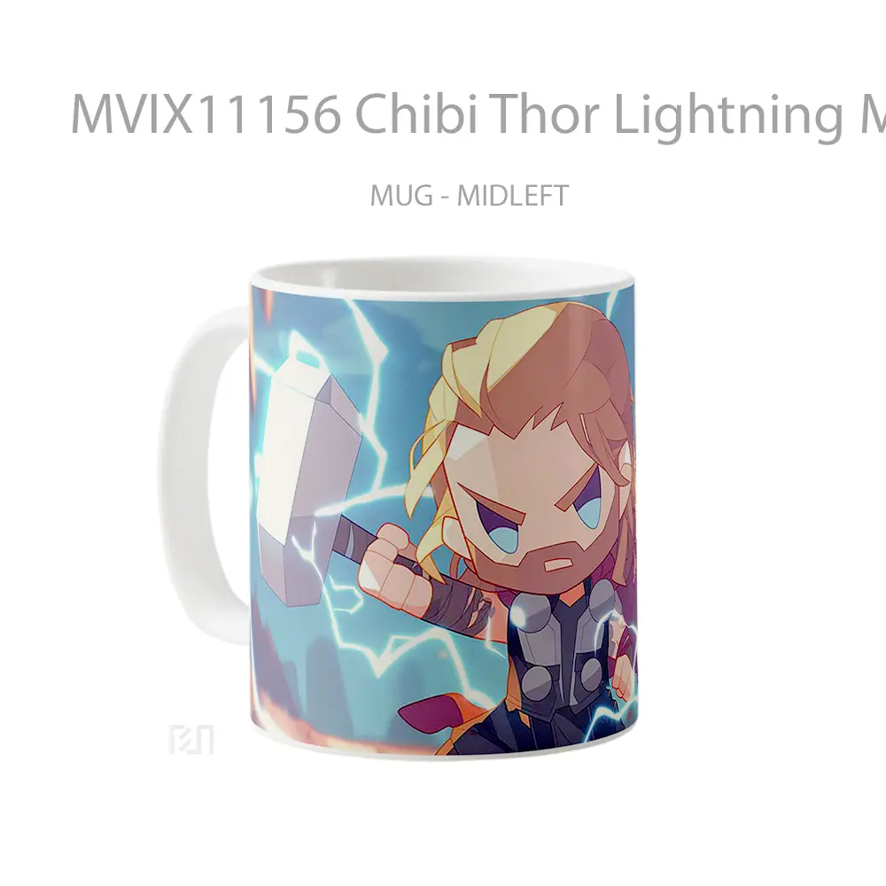 Mug Chibi Thor Lightning Mjolnir Strike Hadiah Lucu dan Menarik - All-side / Desain