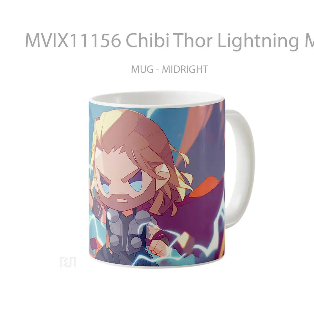 Mug Chibi Thor Lightning Mjolnir Strike Hadiah Lucu dan Menarik - All-side / Desain