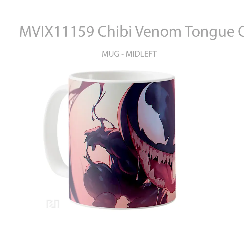Mug Chibi Venom Tongue Out Symbiote Hadiah Lucu dan Menarik - All-side / Desain