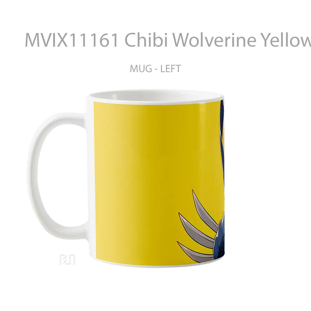 Mug Chibi Wolverine Yellow Background Hadiah Lucu dan Menarik - All-side / Desain