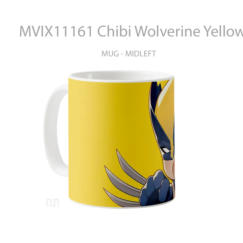 Mug Chibi Wolverine Yellow Background Hadiah Lucu dan Menarik - All-side / Desain