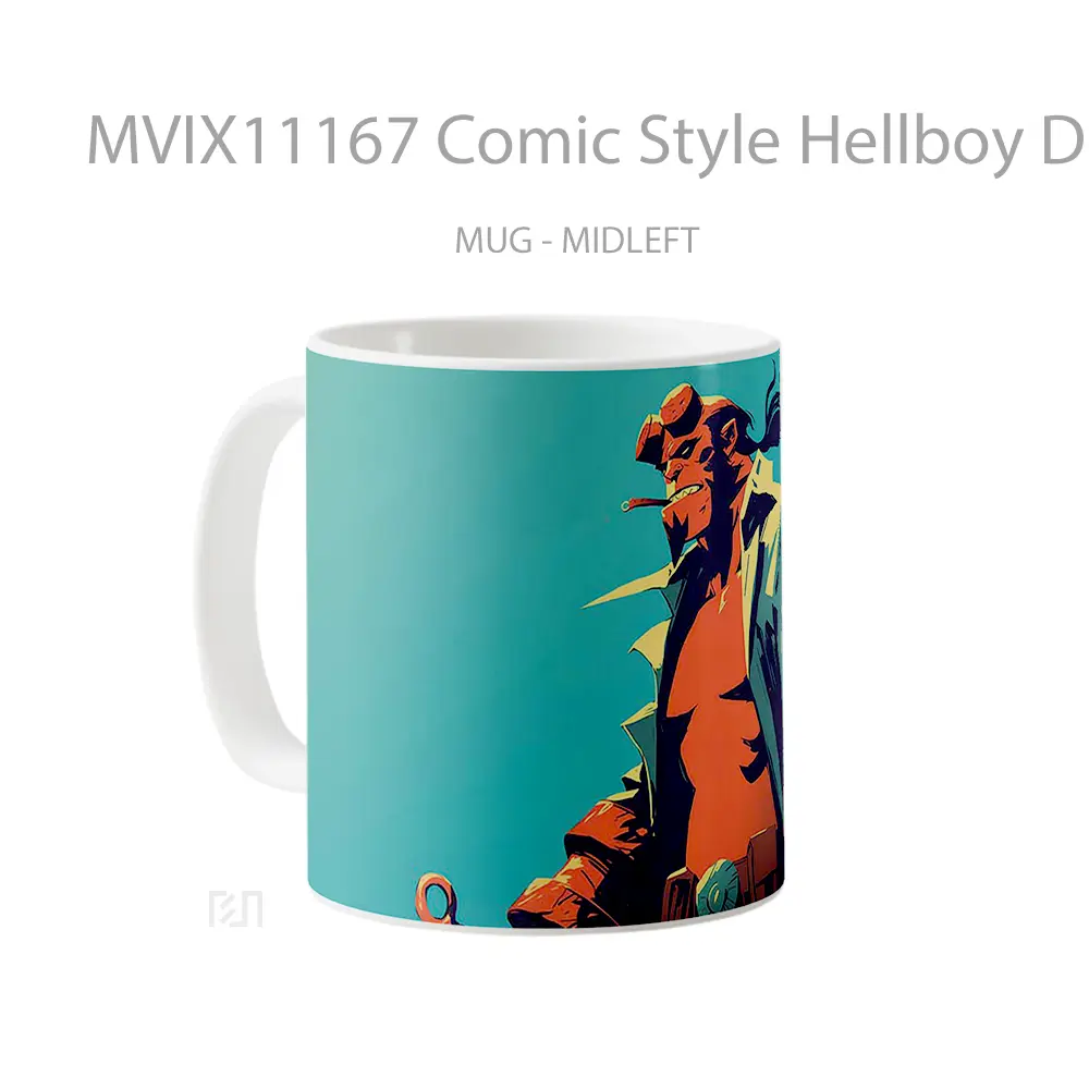 Mug Comic Style Hellboy Dramatic Pose Koleksi Mug Limited Edition - All-side / Desain