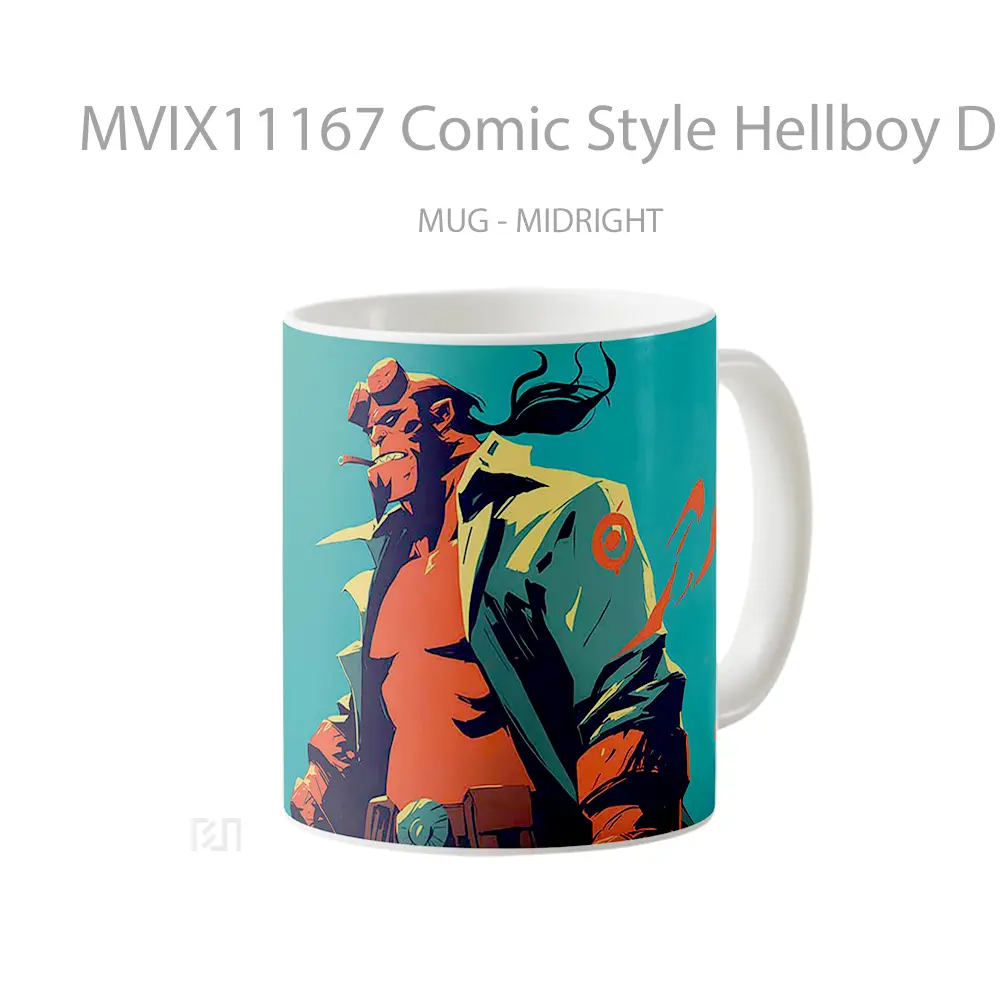 Mug Comic Style Hellboy Dramatic Pose Koleksi Mug Limited Edition - All-side / Desain