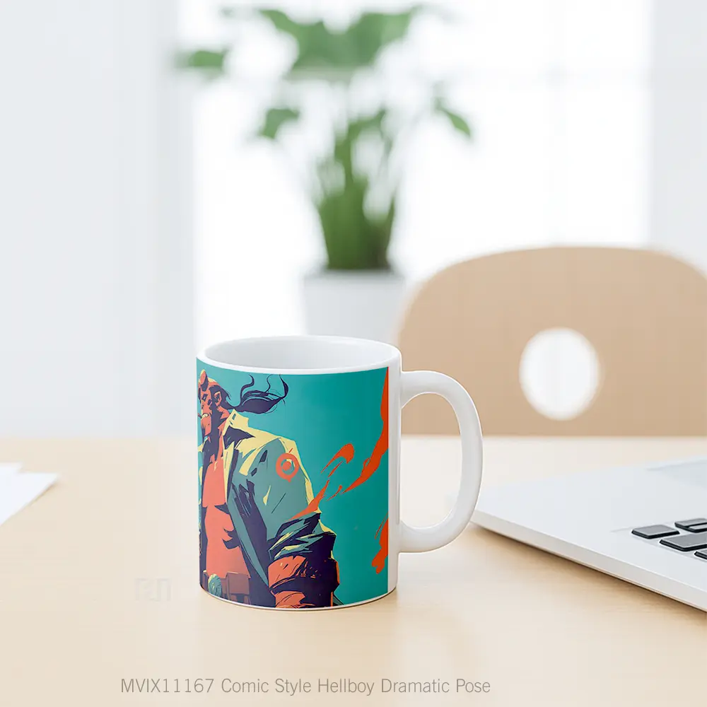 Mug Comic Style Hellboy Dramatic Pose Koleksi Mug Limited Edition - All-side / Desain