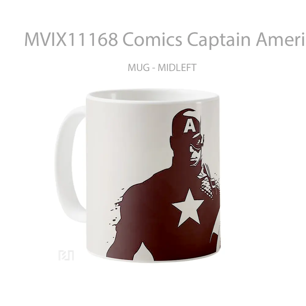 Mug Comics Captain America Heroic Silhouette Gelas Keramik Koleksi Anime - All-side / Desain