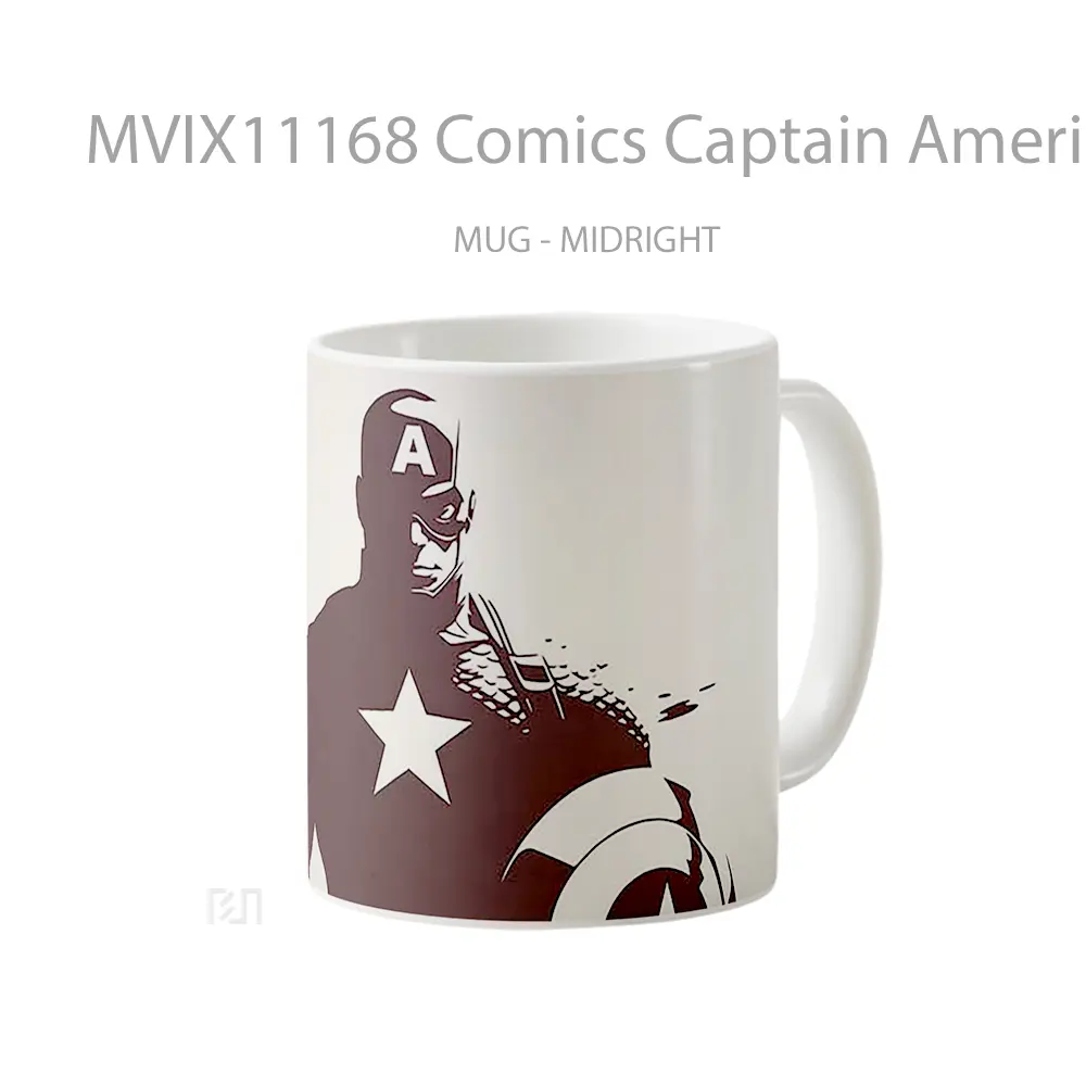 Mug Comics Captain America Heroic Silhouette Gelas Keramik Koleksi Anime - All-side / Desain