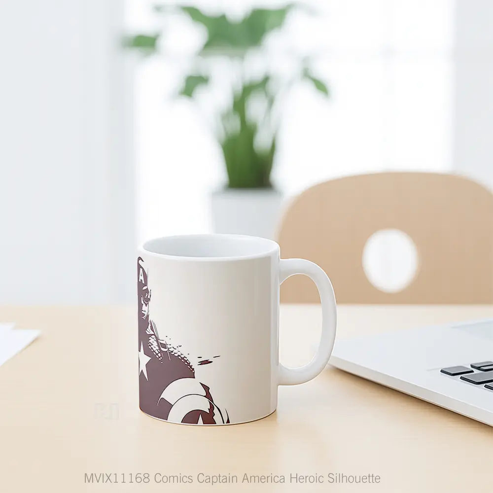 Mug Comics Captain America Heroic Silhouette Gelas Keramik Koleksi Anime - All-side / Desain
