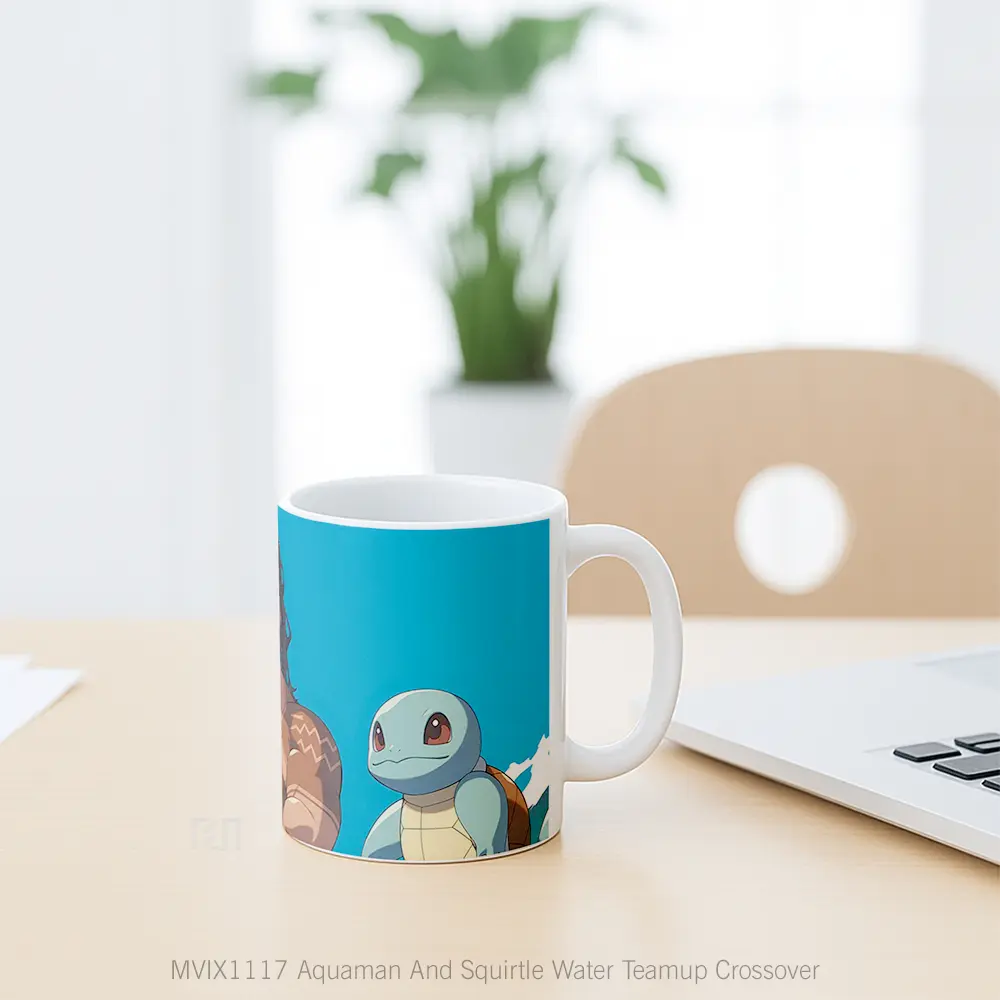 Mug Aquaman And Squirtle Water Teamup Crossover Koleksi Mug Limited Edition - All-side / Desain