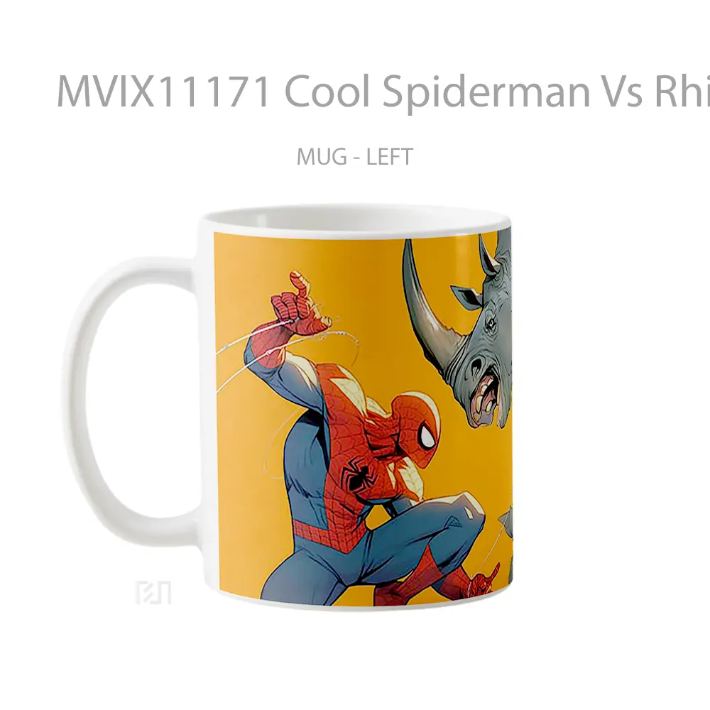 Mug Cool Spiderman Vs Rhino Koleksi Mug Film dan Komik - All-side / Desain