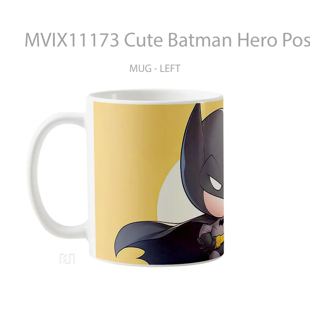 Mug Cute Batman Hero Pose Hadiah Unik Anime Lovers - All-side / Desain