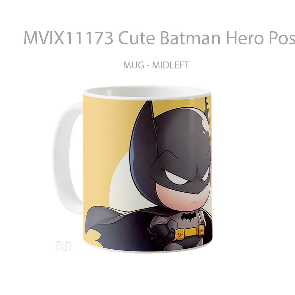 Mug Cute Batman Hero Pose Hadiah Unik Anime Lovers - All-side / Desain