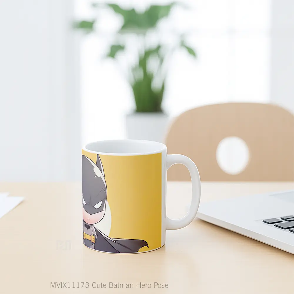 Mug Cute Batman Hero Pose Hadiah Unik Anime Lovers - All-side / Desain