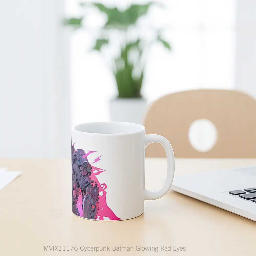 Mug Cyberpunk Batman Glowing Red Eyes Hadiah Spesial Fans Superhero - All-side / Desain