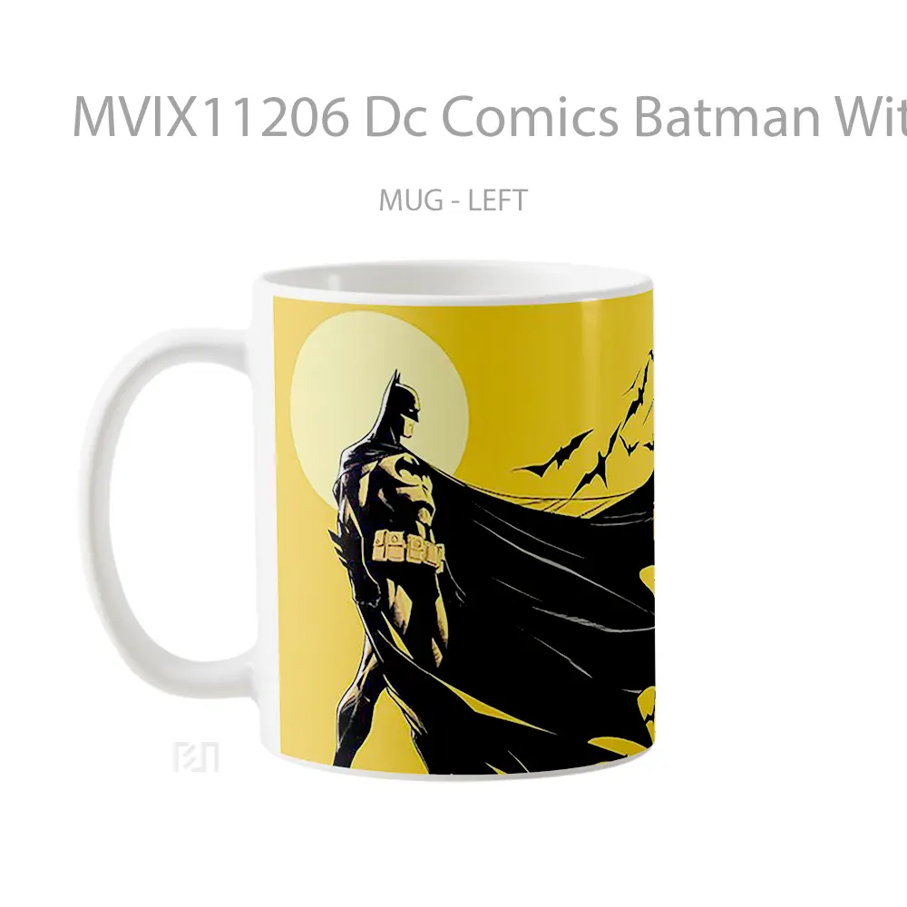 Mug Dc Comics Batman With Bat Yellow Gelas Keramik Koleksi Superhero - All-side / Desain