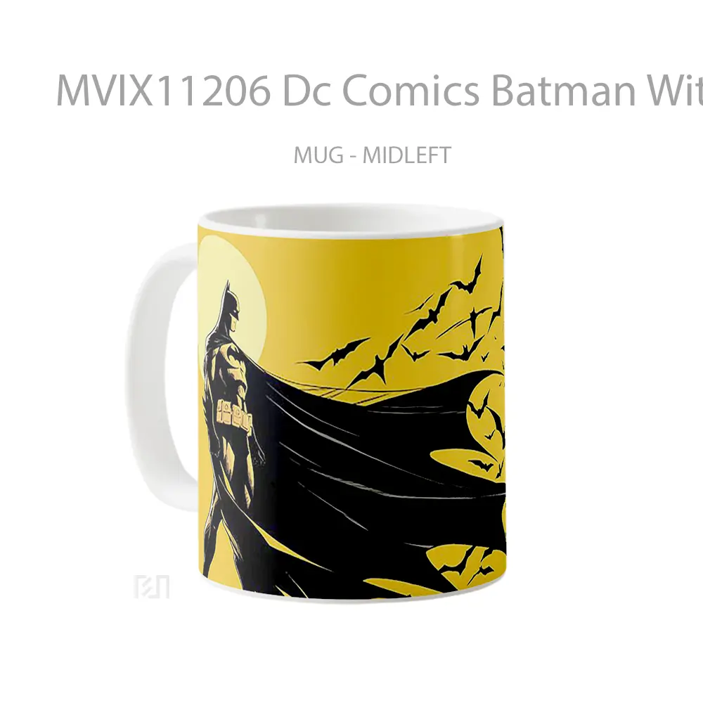 Mug Dc Comics Batman With Bat Yellow Gelas Keramik Koleksi Superhero - All-side / Desain