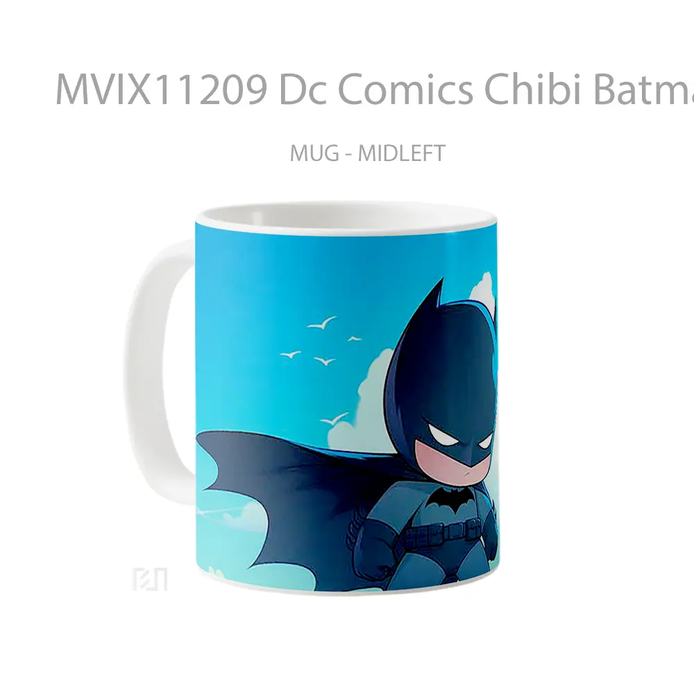 Mug Dc Comics Chibi Batman Heroic Stare Hadiah Unik Anime Lovers - All-side / Desain