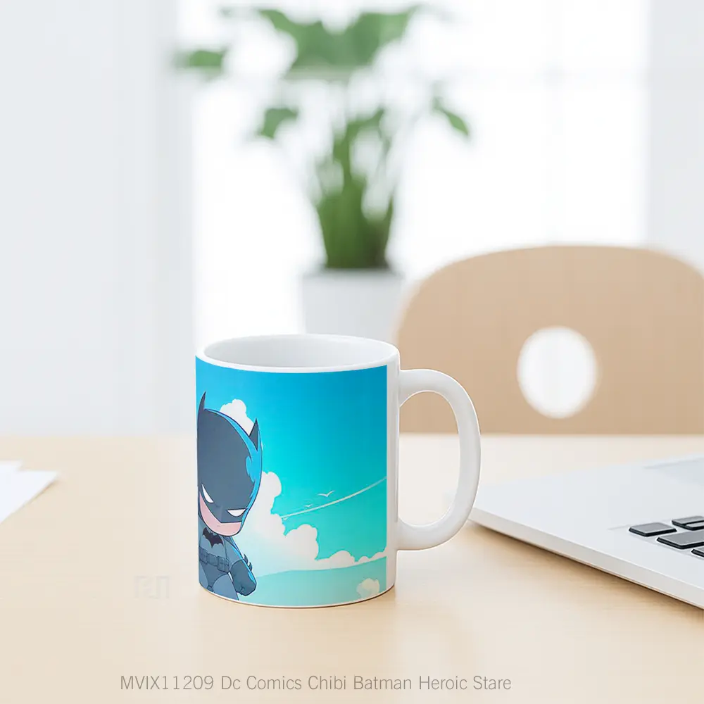 Mug Dc Comics Chibi Batman Heroic Stare Hadiah Unik Anime Lovers - All-side / Desain
