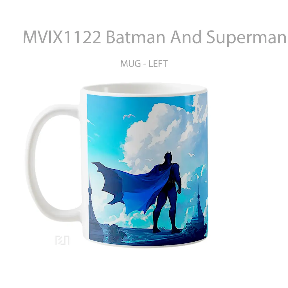 Mug Batman And Superman Face Off On A City Rooftop Hadiah Spesial Fans Superhero - All-side / Desain