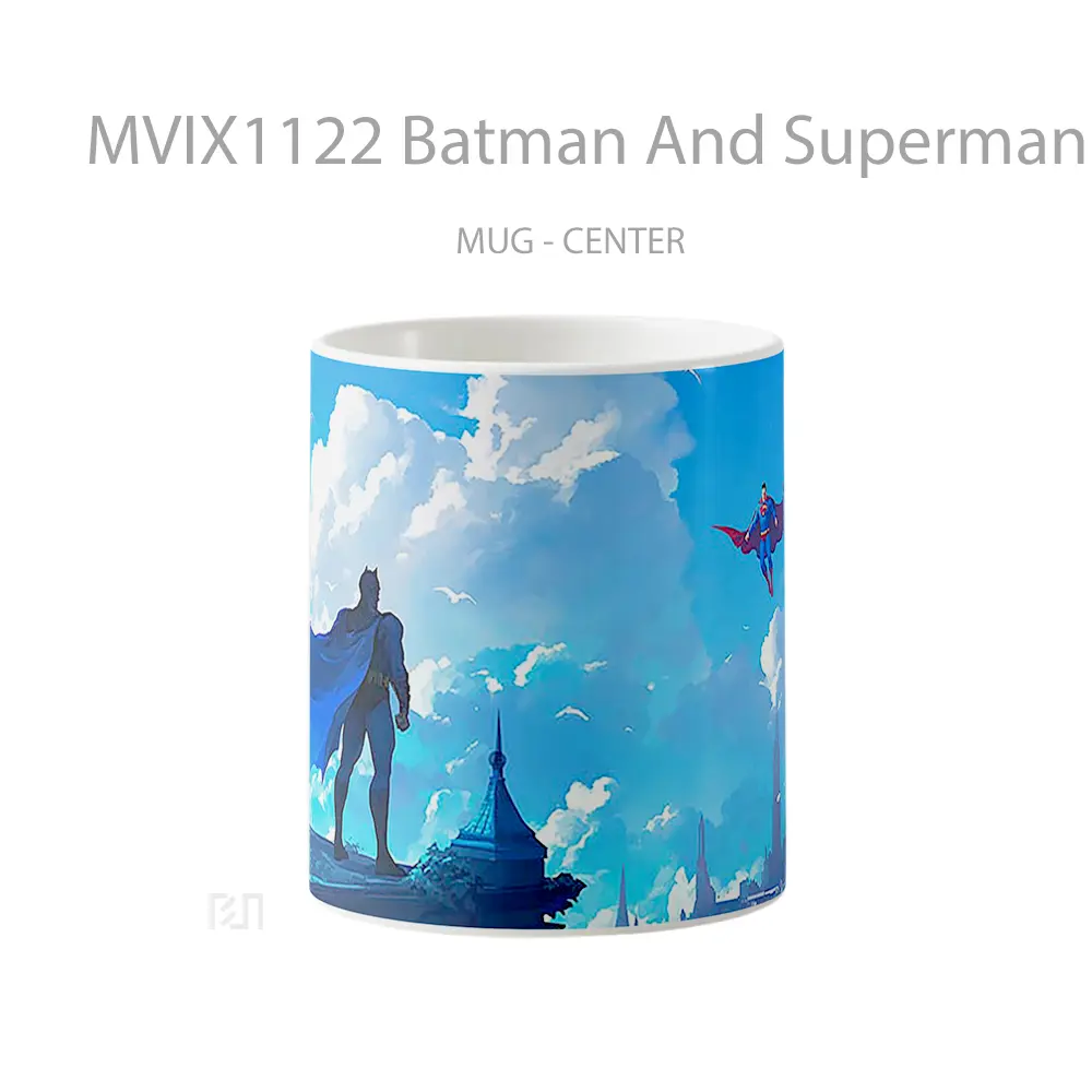 Mug Batman And Superman Face Off On A City Rooftop Hadiah Spesial Fans Superhero