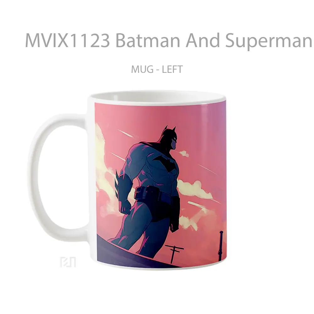 Mug Batman And Superman Rooftop Gelas Keramik Koleksi Superhero - All-side / Desain