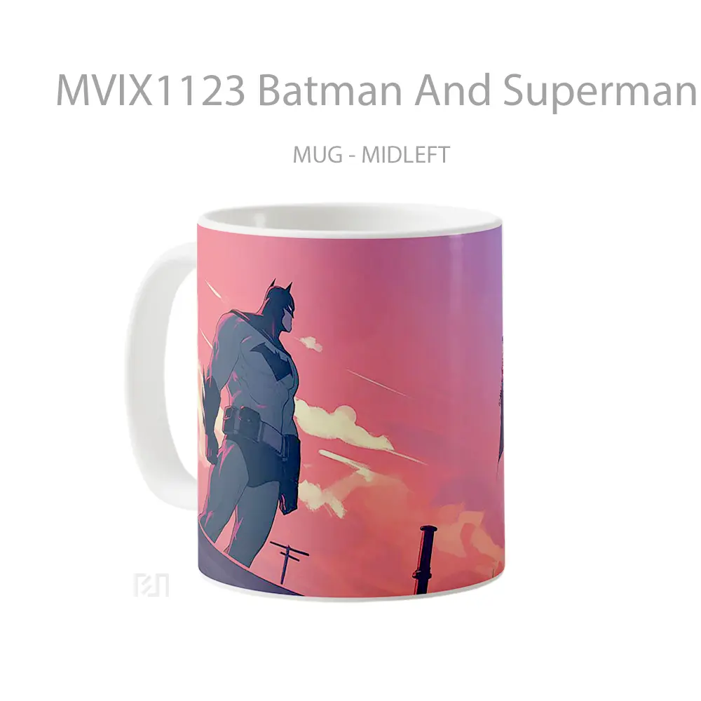 Mug Batman And Superman Rooftop Gelas Keramik Koleksi Superhero - All-side / Desain