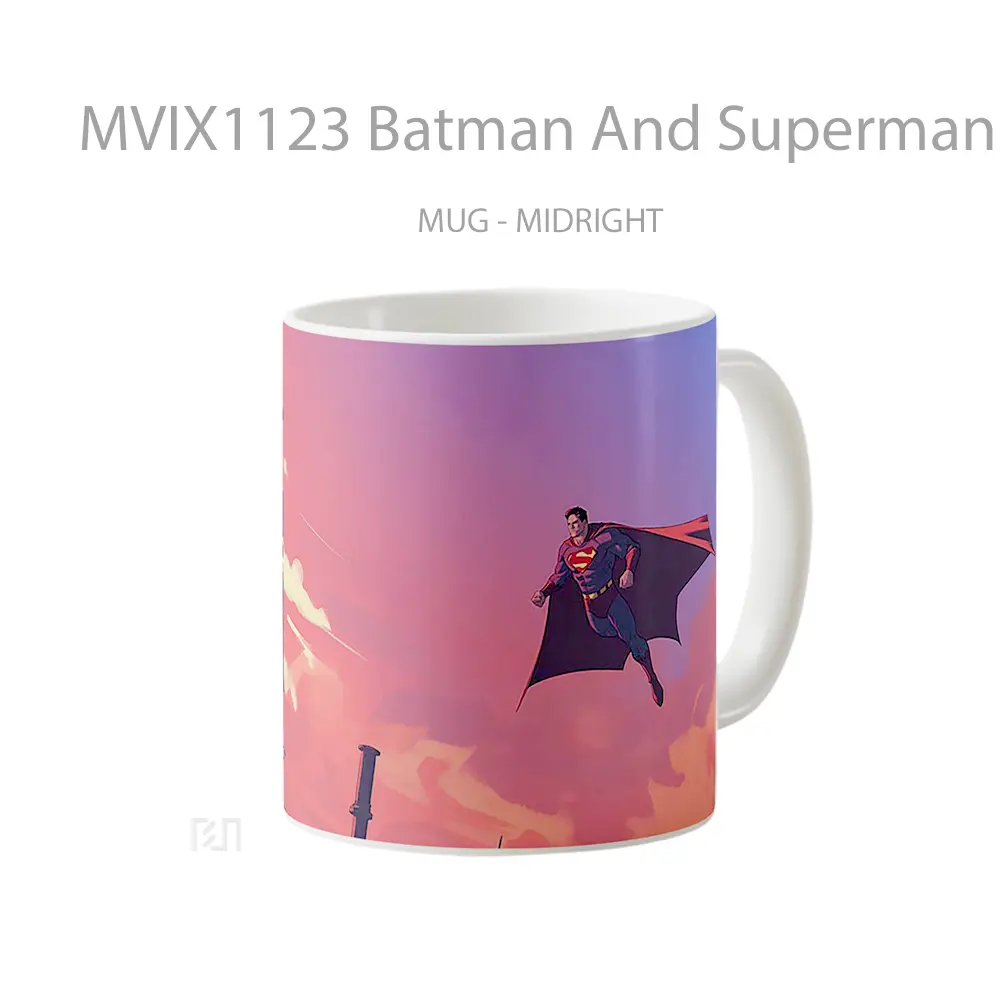 Mug Batman And Superman Rooftop Gelas Keramik Koleksi Superhero - All-side / Desain