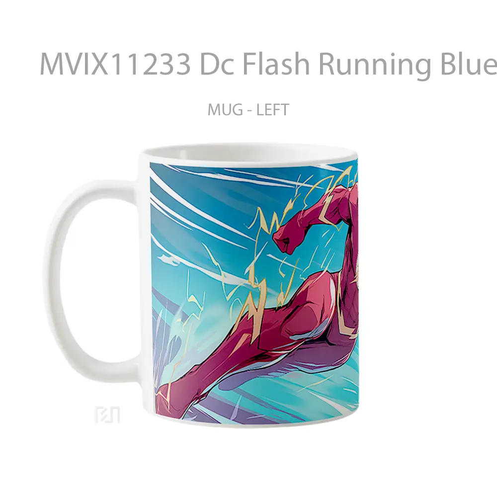 Mug Dc Flash Running Blue Merchandise Karakter Ikonik - All-side / Desain