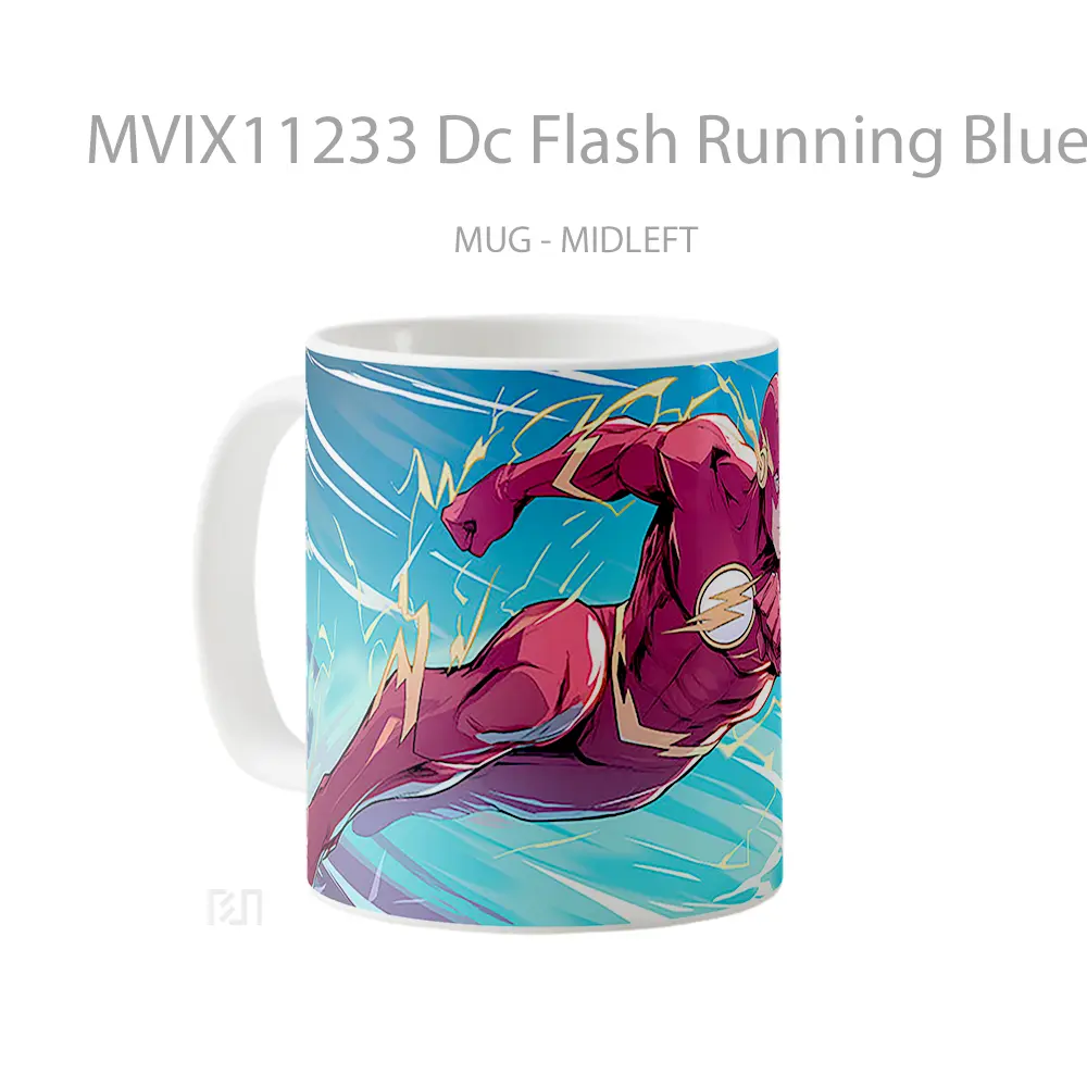 Mug Dc Flash Running Blue Merchandise Karakter Ikonik - All-side / Desain