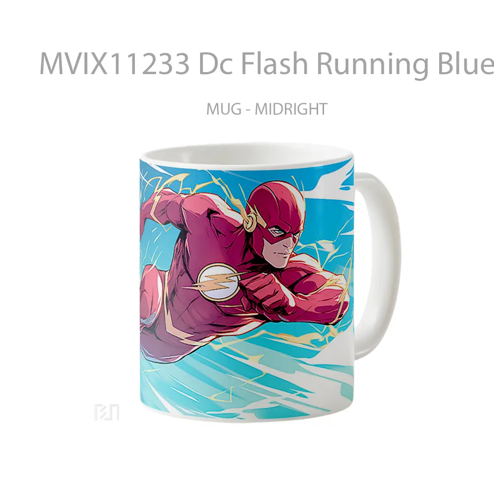 Mug Dc Flash Running Blue Merchandise Karakter Ikonik - All-side / Desain