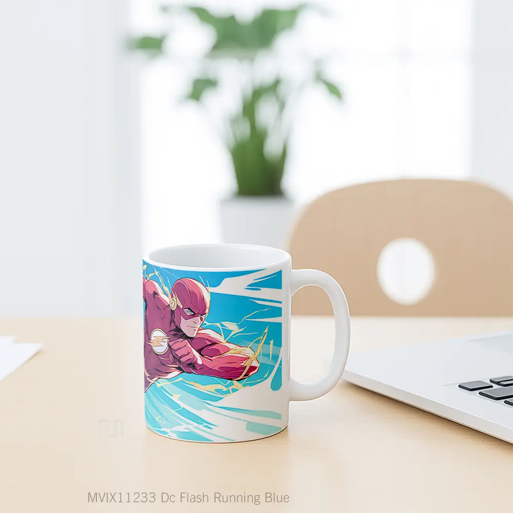 Mug Dc Flash Running Blue Merchandise Karakter Ikonik - All-side / Desain