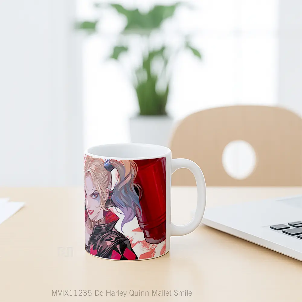 Mug Dc Harley Quinn Mallet Smile Gelas Keramik Koleksi Superhero - All-side / Desain