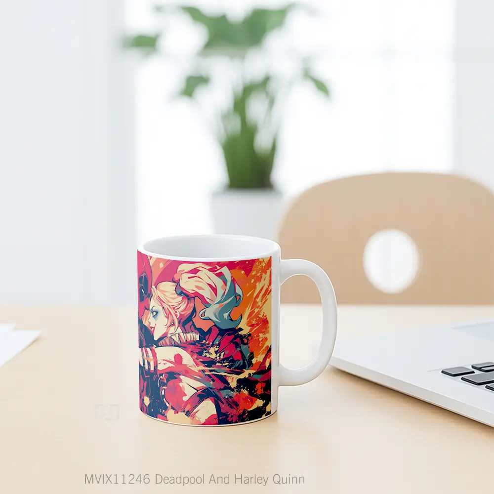 Mug Deadpool And Harley Quinn Koleksi Mug Limited Edition - All-side / Desain