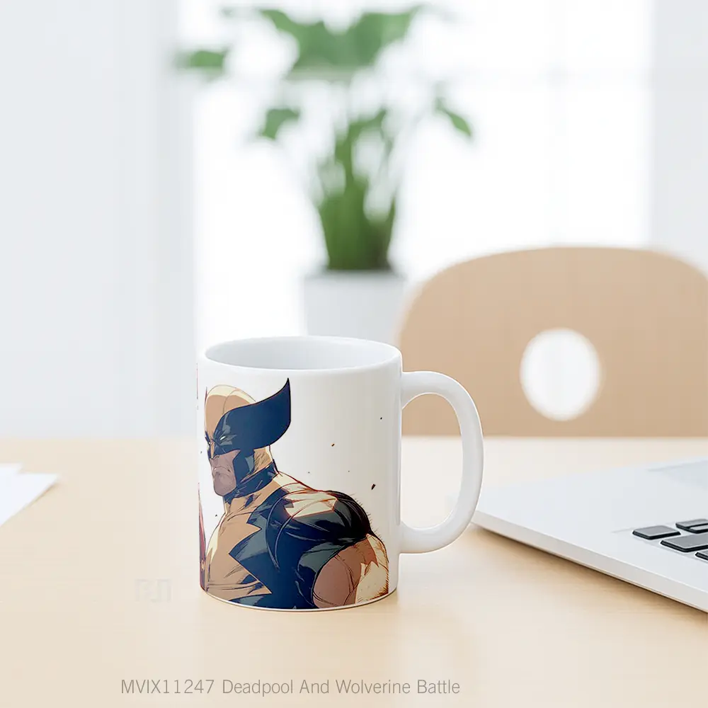 Mug Deadpool And Wolverine Battle Gelas Keramik Desain Unik - All-side / Desain
