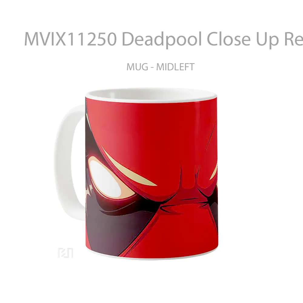 Mug Deadpool Close Up Red Mask Hadiah Lucu dan Menarik - All-side / Desain