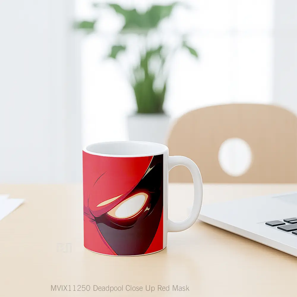 Mug Deadpool Close Up Red Mask Hadiah Lucu dan Menarik - All-side / Desain