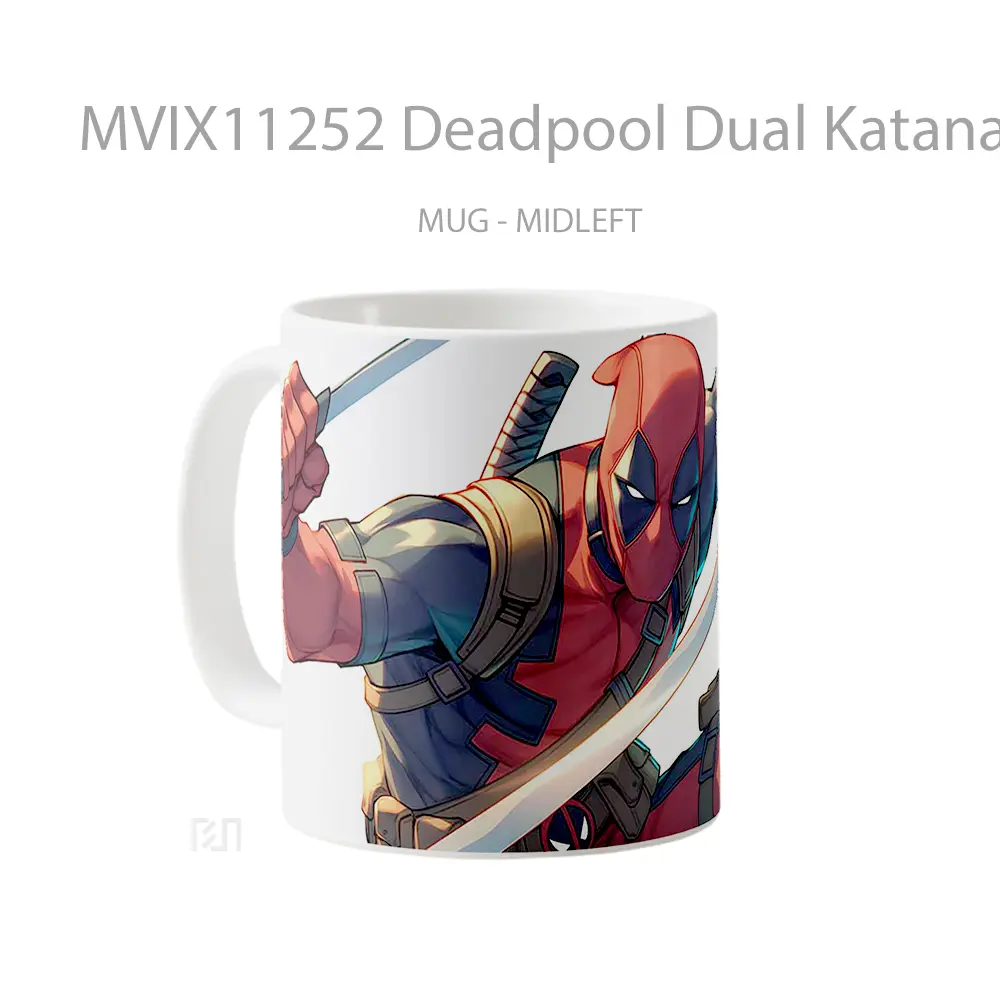 Mug Deadpool Dual Katanas Action Gelas Keramik Desain Unik - All-side / Desain