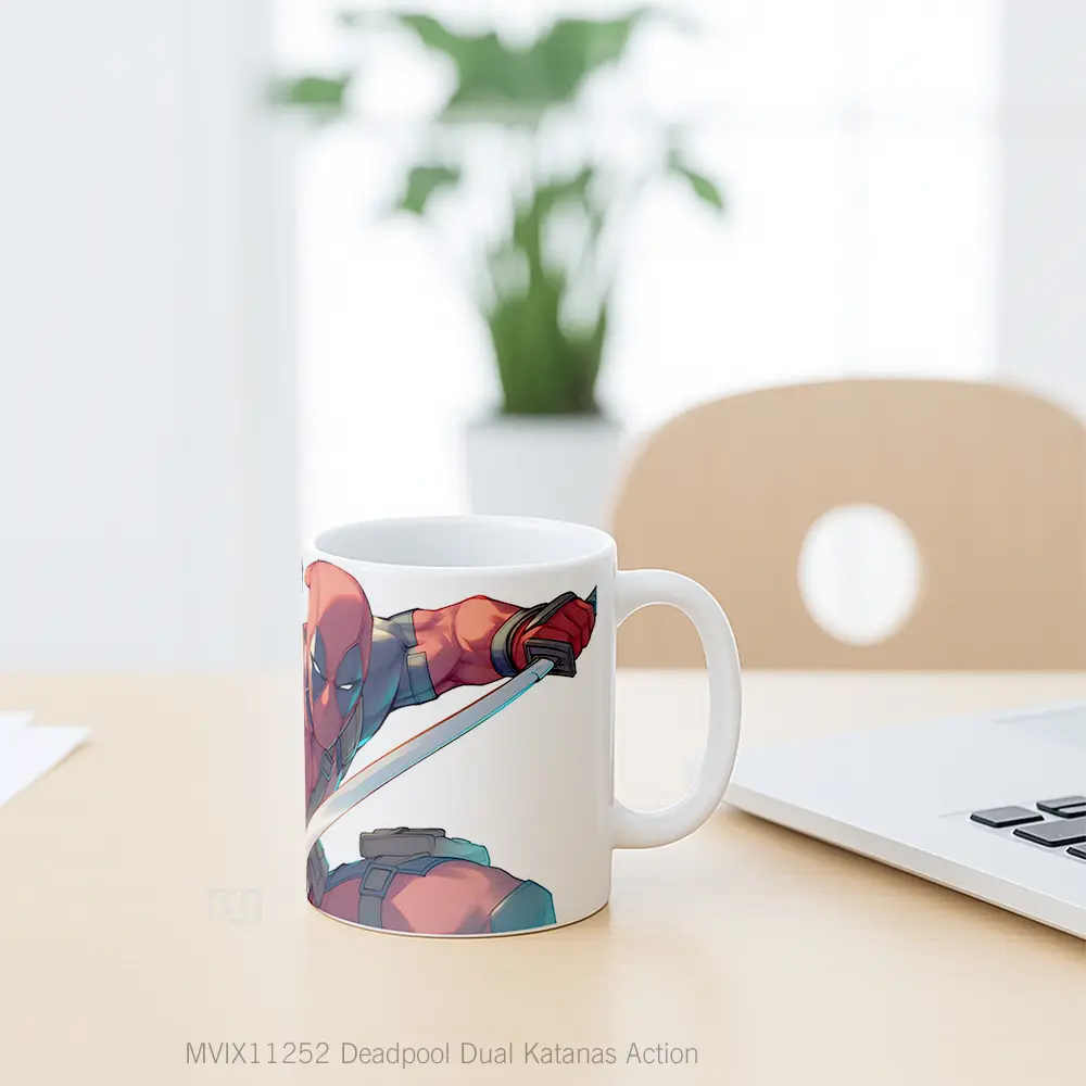 Mug Deadpool Dual Katanas Action Gelas Keramik Desain Unik - All-side / Desain